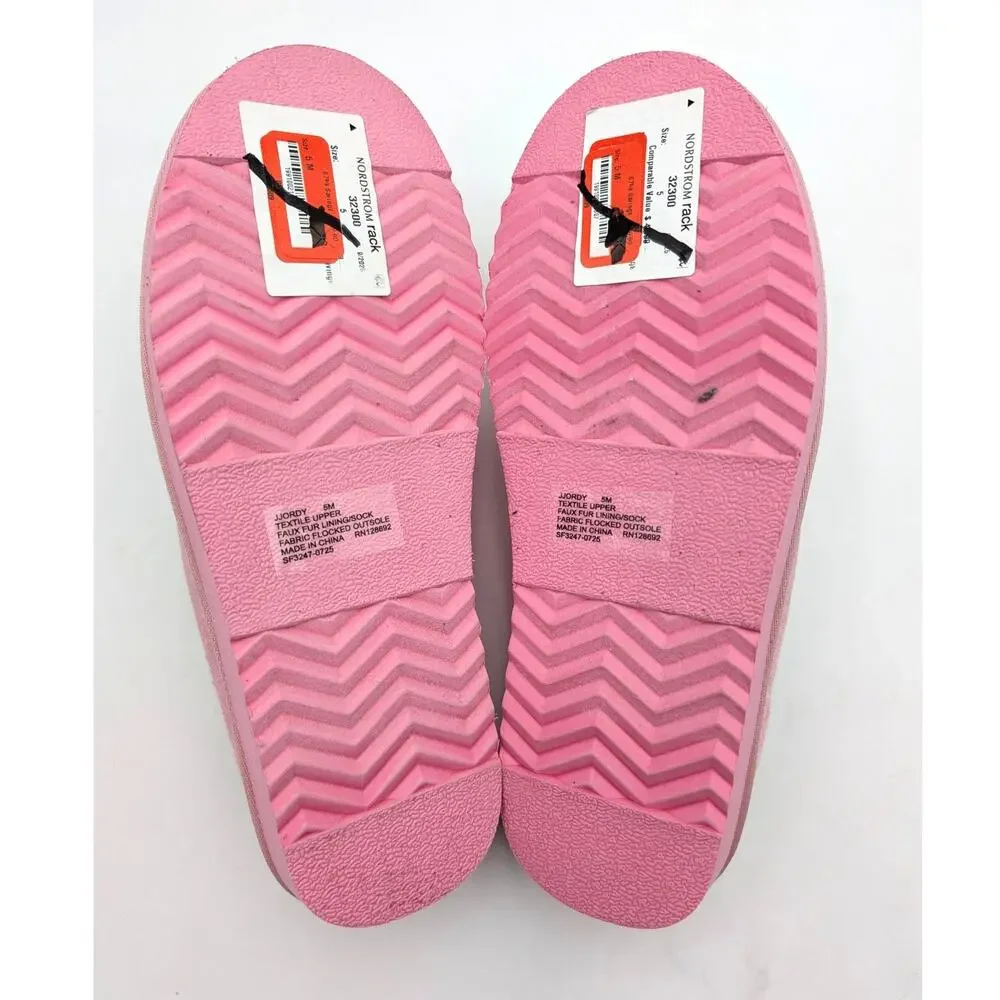 Steve Madden Jordy Faux Fur Lined Slipper Shoes Kids' Pink Size US5M EU37